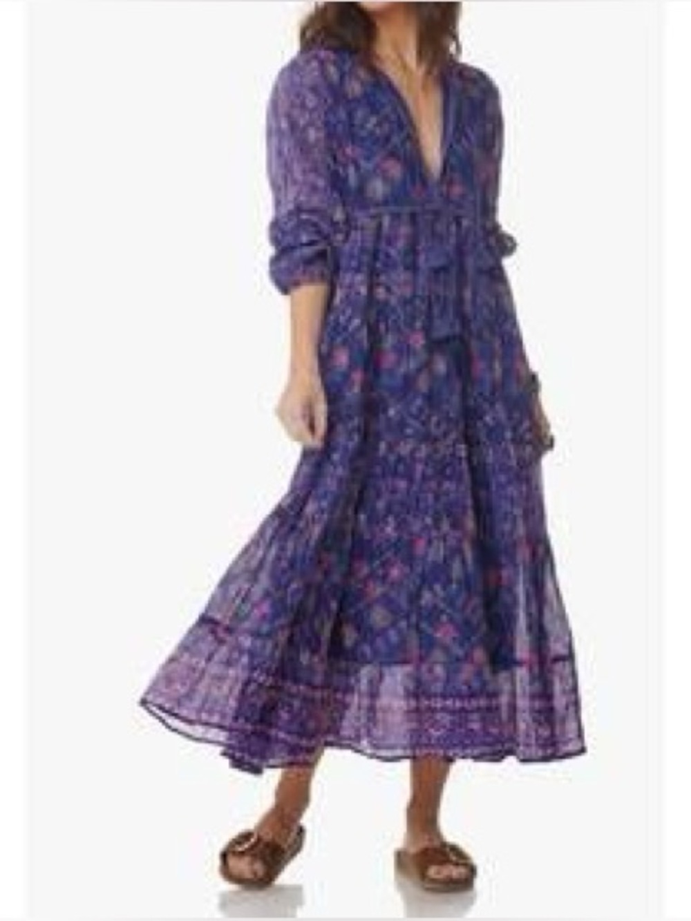 Blue Boheme Kayla Indigo Floral Maxi Dress Size S/M NWT